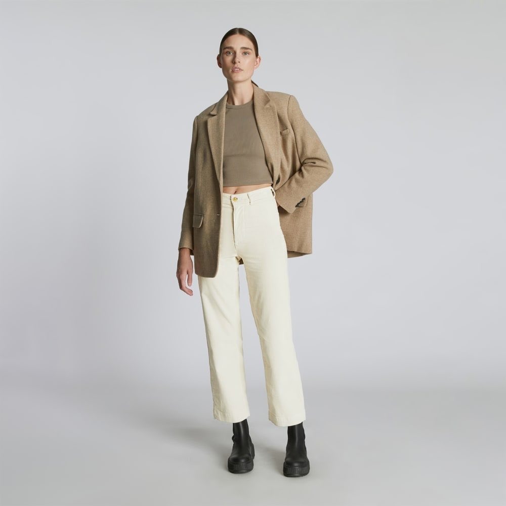 Everlane Women 6 Cream Corduroy wide Leg Pants Off White 28 Waist